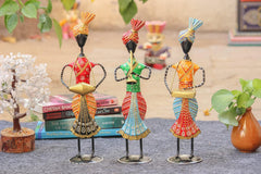 Handcrafted Tribal Musician Figurines – Colorful Rajasthani Folk Art Showpiece Set of 3