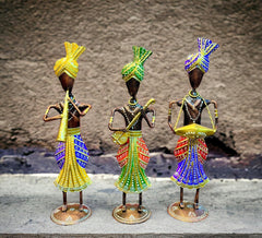 Handcrafted Tribal Musician Figurine Set – Colorful Rajasthani Art Décor