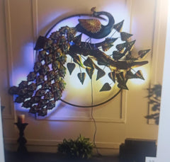 Handcrafted Peacock LED Wall Hanging – Decorative Metal Wall Art with Lights