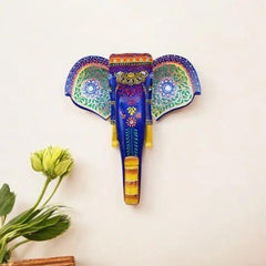 Handcrafted Blue Wooden Elephant Wall Hanging – Traditional Rajasthani Art
