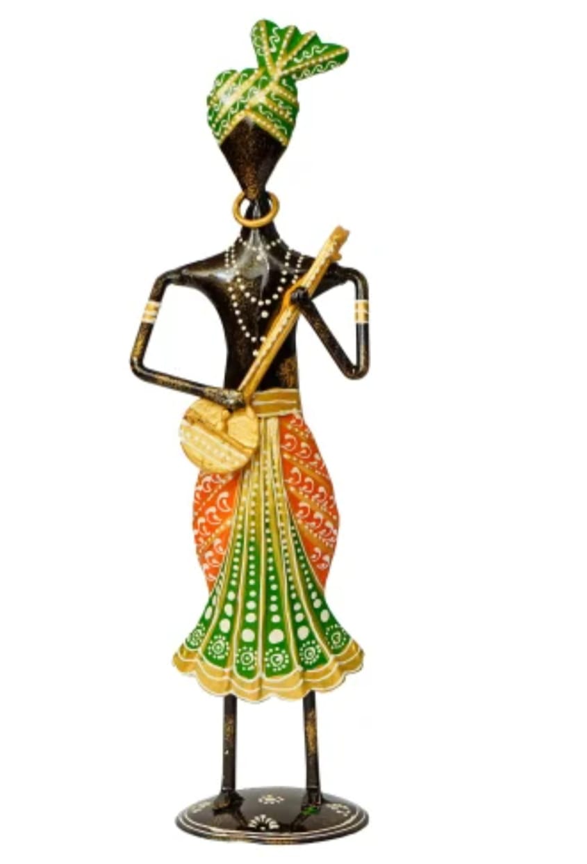 Handcrafted Tribal Musician Figurine – Metal Art Home Décor Statue