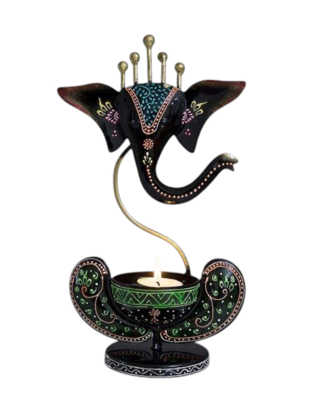 Handcrafted Metal Ganesha Tealight Candle Holder – Decorative Home & Festival Décor