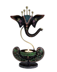 Handcrafted Metal Ganesha Tealight Candle Holder – Decorative Home & Festival Décor